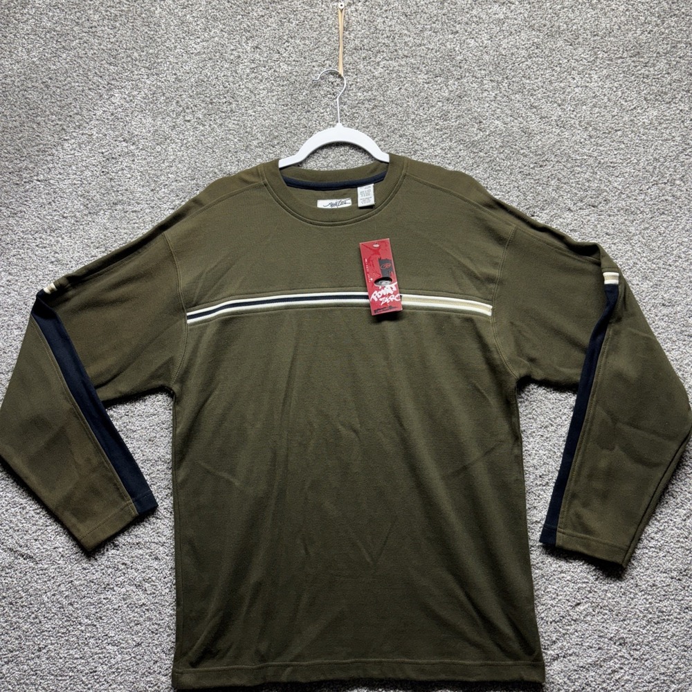 Vintage‎ Y2K Point Zero Mens XL Long Sleeve T-Shirt Surf Skater Grunge Olive NWT